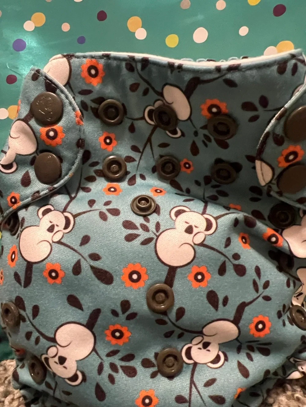 6/$10- Teal Floral Adjustable Diaper Cover